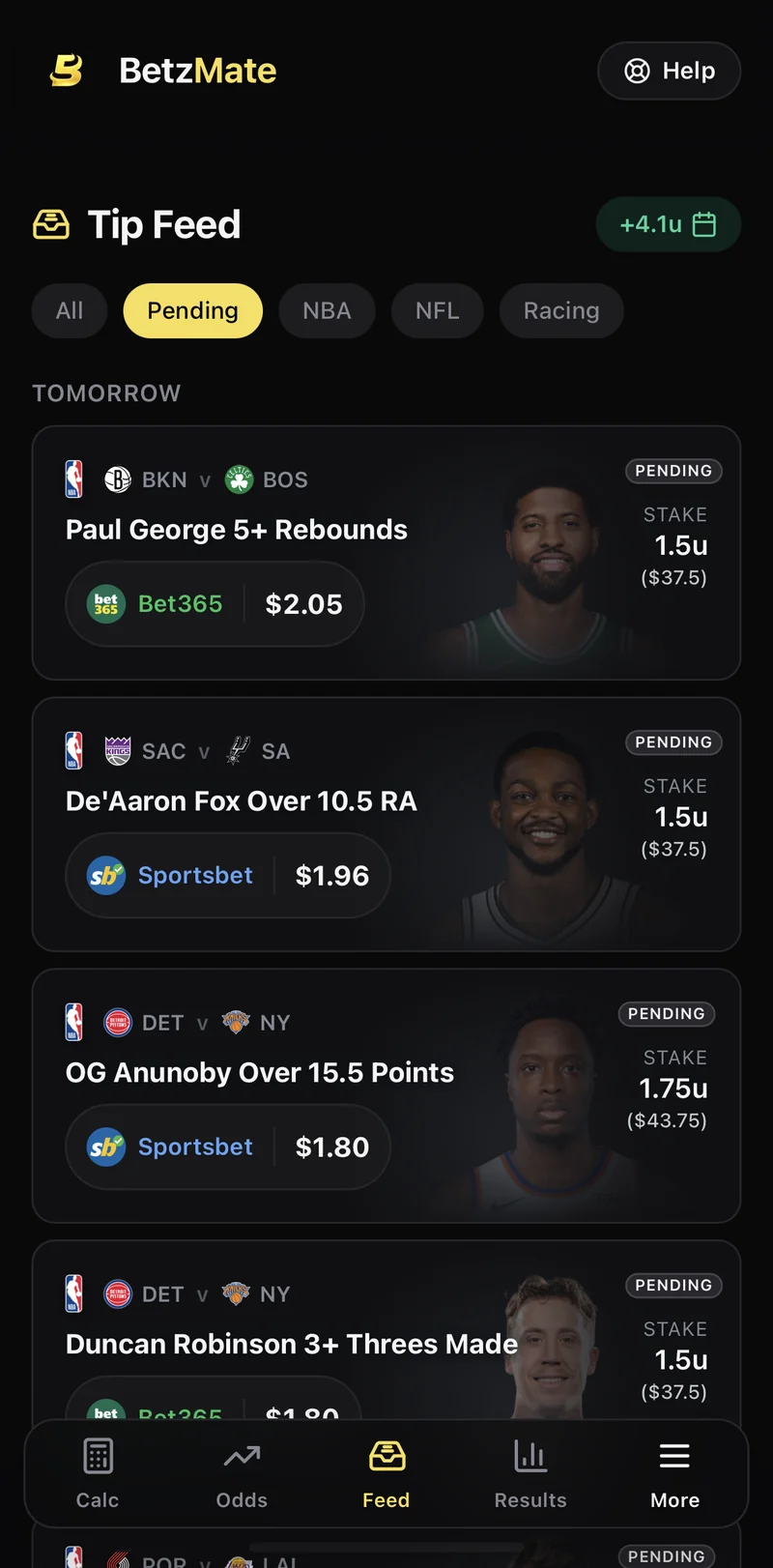 Tip Feed, pending NBA tips